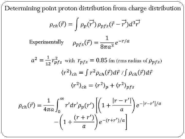 Determining point proton distribution from charge distribution Experimentally 