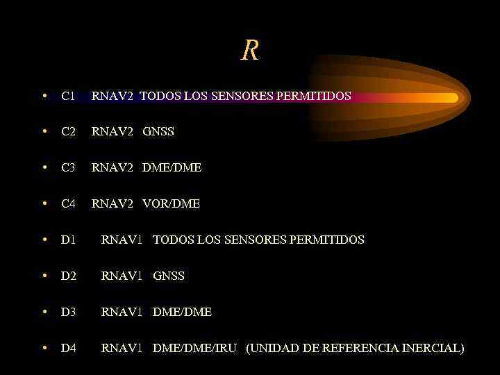R • C 1 RNAV 2 TODOS LOS SENSORES PERMITIDOS • C 2 RNAV
