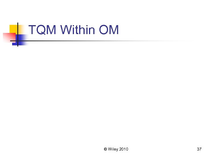 TQM Within OM © Wiley 2010 37 