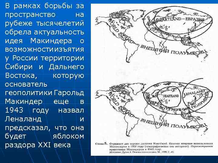 n В рамках борьбы за пространство на рубеже тысячелетий обрела актуальность идея Макиндера о