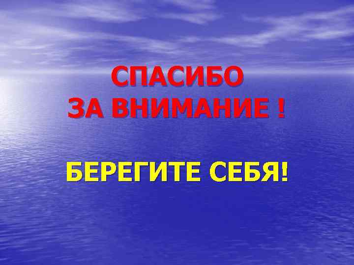 СПАСИБО ЗА ВНИМАНИЕ ! БЕРЕГИТЕ СЕБЯ! 