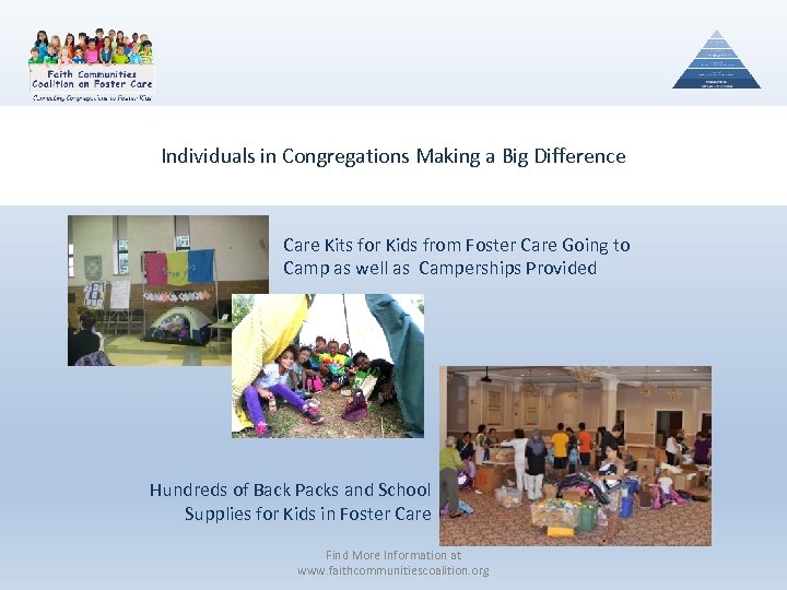 Individuals in Congregations Making a Big Difference Care Kits for Kids from Foster Care