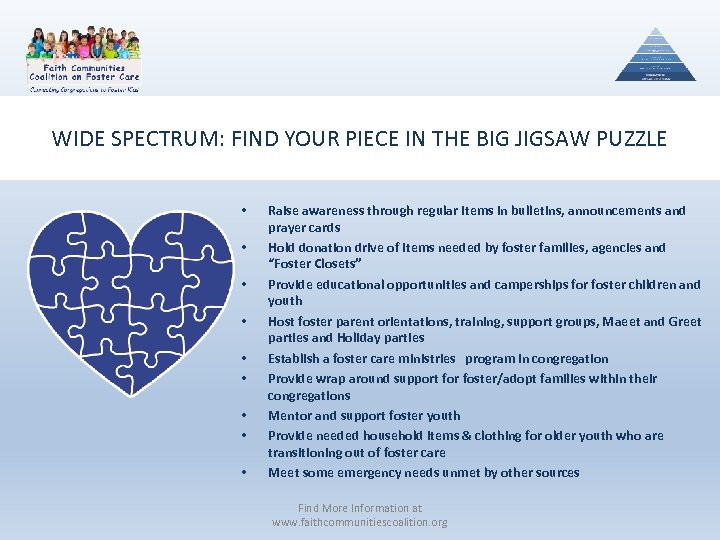 WIDE SPECTRUM: FIND YOUR PIECE IN THE BIG JIGSAW PUZZLE • • • Raise