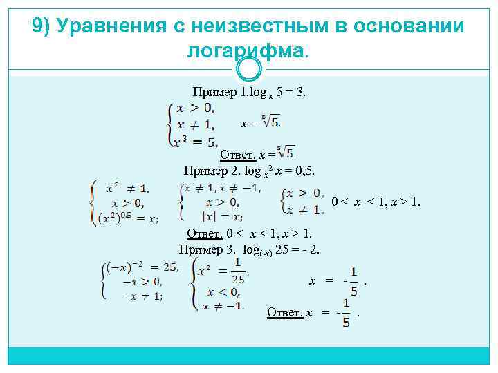 Решение логарифмических уравнений по фото