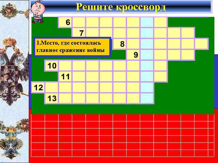 Решите кроссворд 1. Место, где состоялась главное сражение войны 