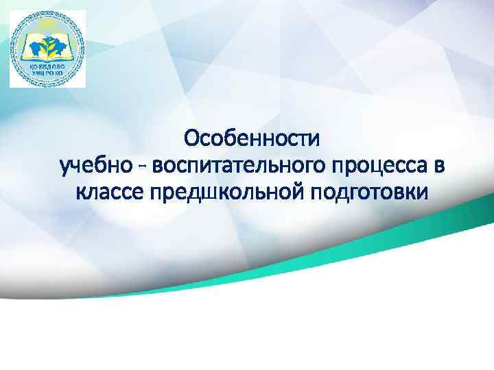 Особенности учебно - воспитательного процесса в классе предшкольной подготовки 