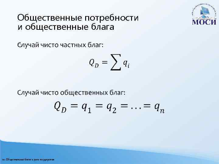 Общественные потребности и общественные блага o 20. Общественные блага и роль государства 