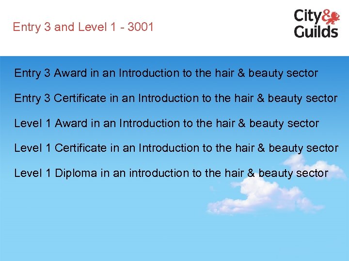 Entry 3 and Level 1 - 3001 Entry 3 Award in an Introduction to