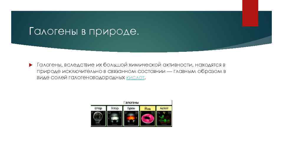 Галогены в природе. Галогены, вследствие их большой химической активности, находятся в природе исключительно в