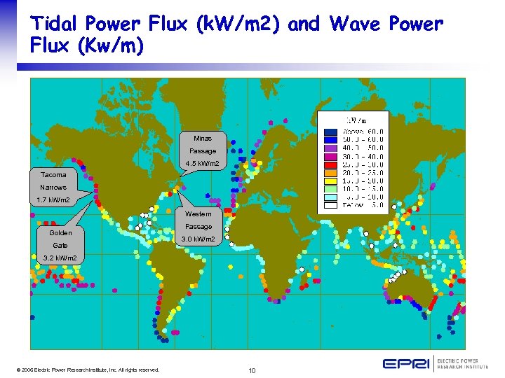 Tidal Power Flux (k. W/m 2) and Wave Power Flux (Kw/m) Minas Passage 4.