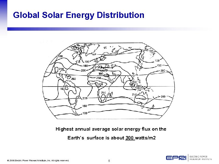 Global Solar Energy Distribution Highest annual average solar energy flux on the Earth’s surface