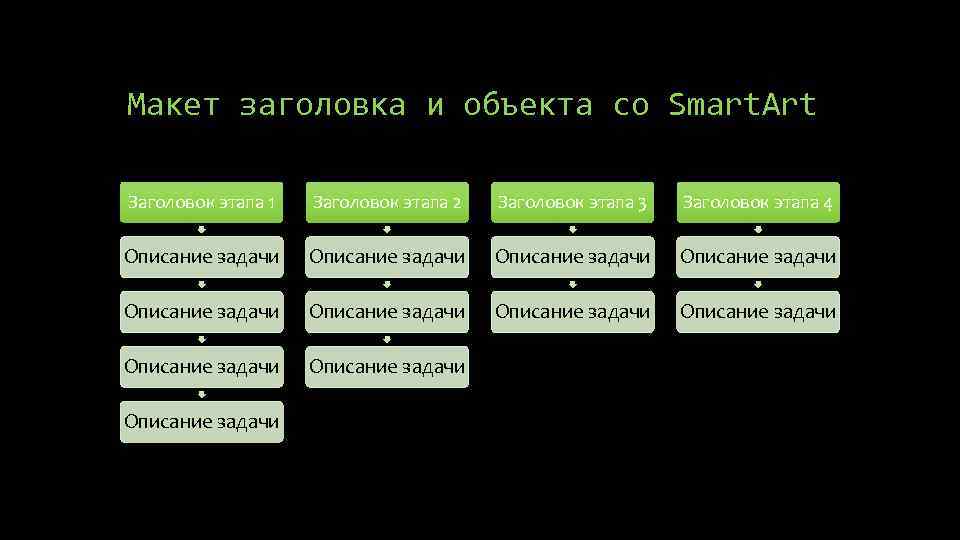 Макет заголовка и объекта со Smart. Art Заголовок этапа 1 Заголовок этапа 2 Заголовок