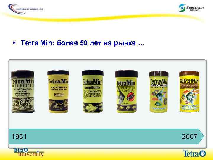  • Tetra Min: более 50 лет на рынке … 1951 2007 