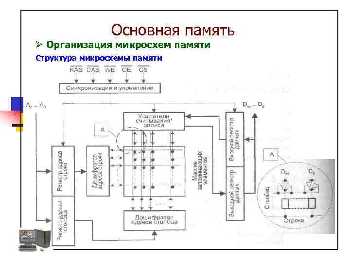 Основная память Ø Организация микросхем памяти Структура микросхемы памяти 