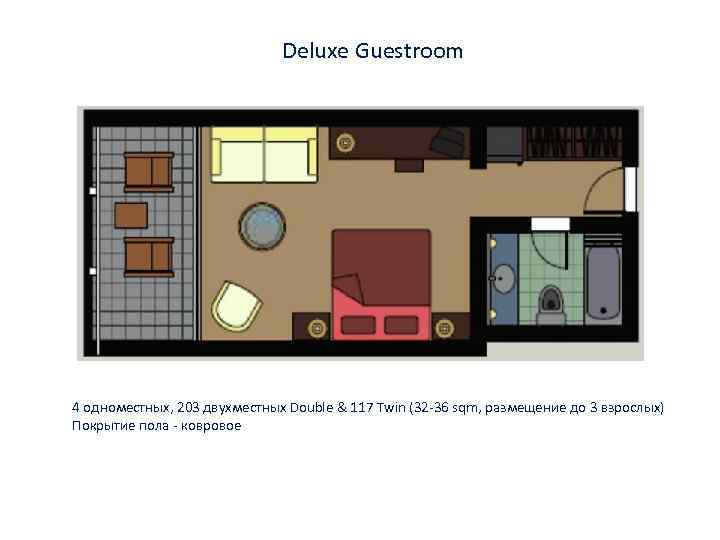 Deluxe Guestroom 4 одноместных, 203 двухместных Double & 117 Twin (32 -36 sqm, размещение