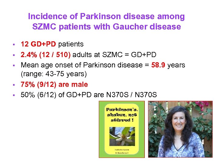 Incidence of Parkinson disease among SZMC patients with Gaucher disease § § § 12