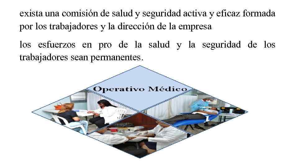 exista una comisión de salud y seguridad activa y eficaz formada por los trabajadores