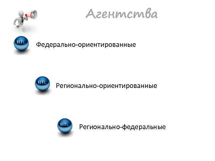 Агентства Федерально-ориентированные Регионально-ориентированные Регионально-федеральные 