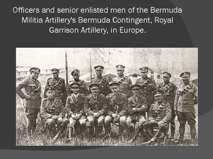 Officers and senior enlisted men of the Bermuda Militia Artillery's Bermuda Contingent, Royal Garrison