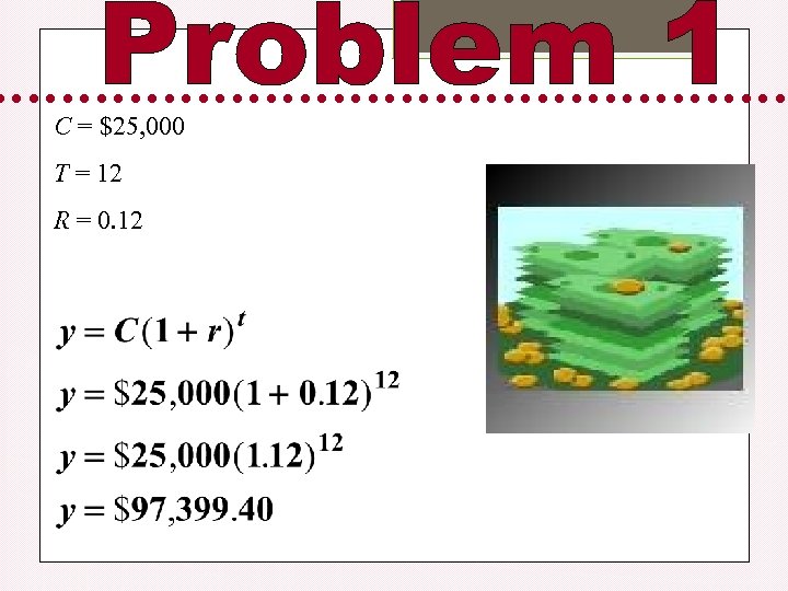 C = $25, 000 T = 12 R = 0. 12 