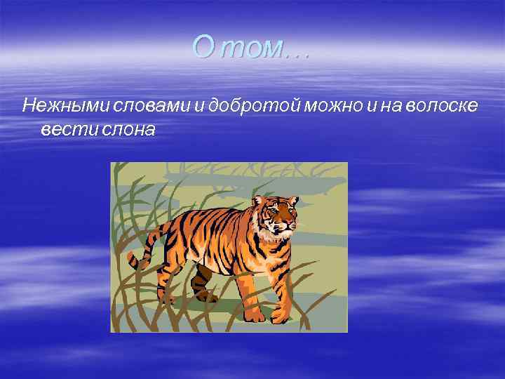 О том… Нежными словами и добротой можно и на волоске вести слона 