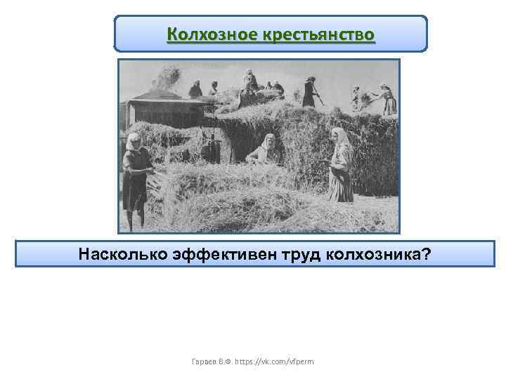 Колхозное крестьянство Насколько эффективен труд колхозника? Гараев В. Ф. https: //vk. com/vfperm 