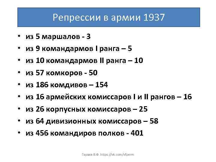 Репрессии в армии 1937 • • • из 5 маршалов - 3 из 9
