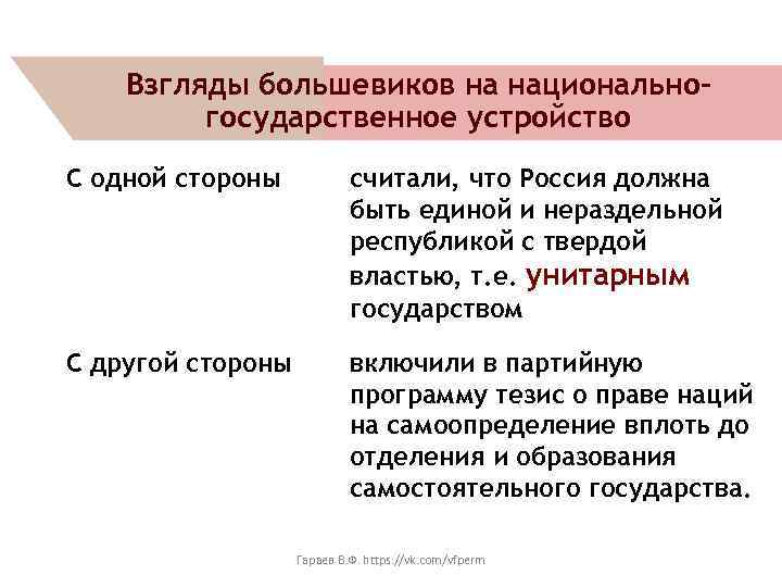 Взгляды большевиков на национальногосударственное устройство С одной стороны считали, что Россия должна быть единой