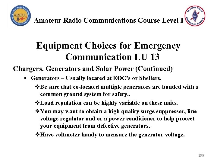 Amateur Radio Communications Course Level I Equipment Choices for Emergency Communication LU 13 Chargers,