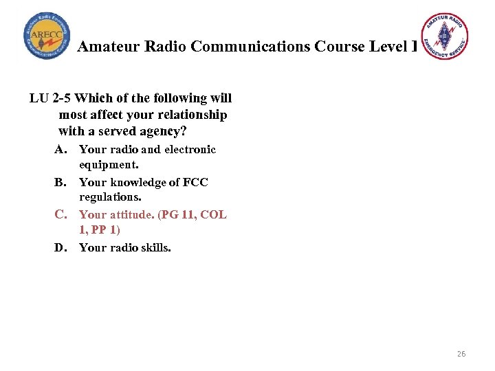 Amateur Radio Communications Course Level I LU 2 -5 Which of the following will