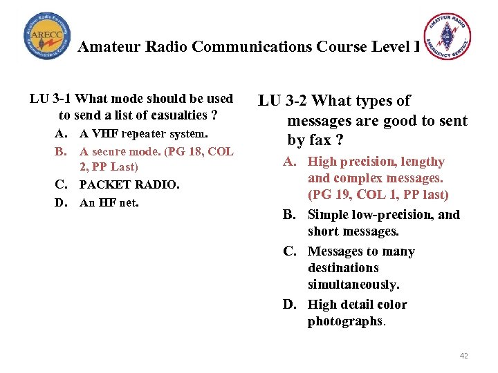 Amateur Radio Communications Course Level I LU 3 -1 What mode should be used