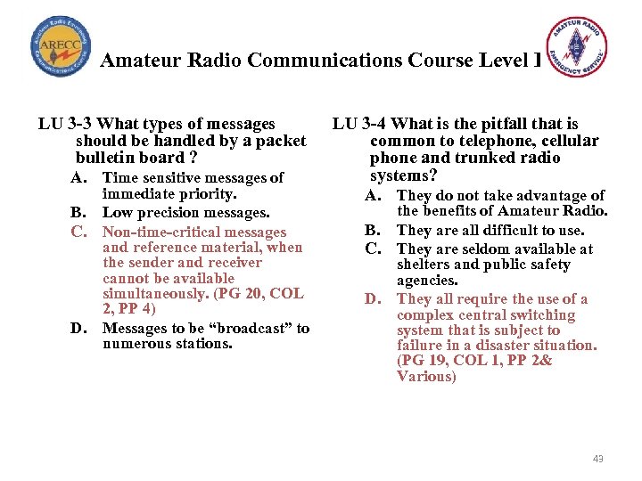 Amateur Radio Communications Course Level I LU 3 -3 What types of messages should