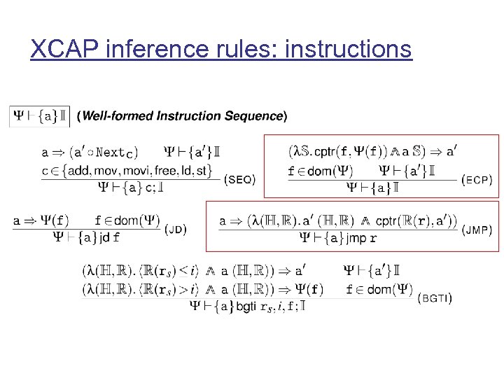XCAP inference rules: instructions 