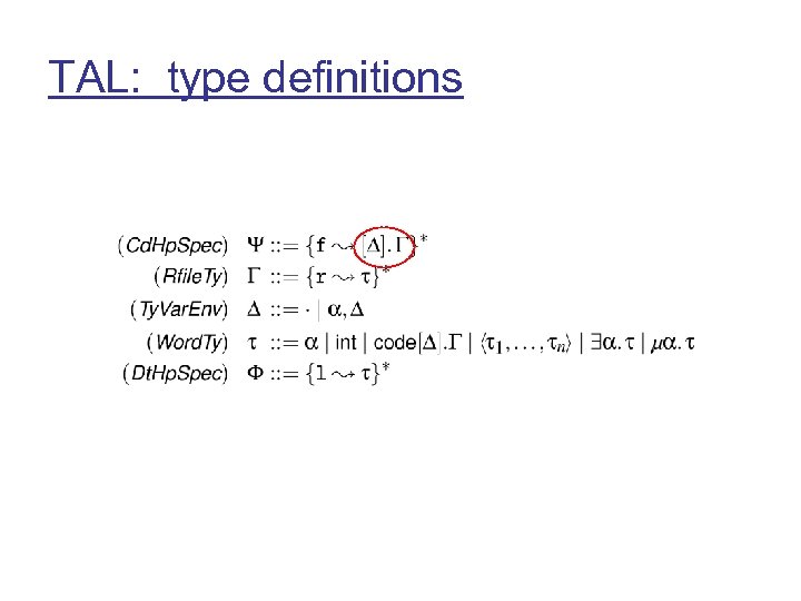 TAL: type definitions 