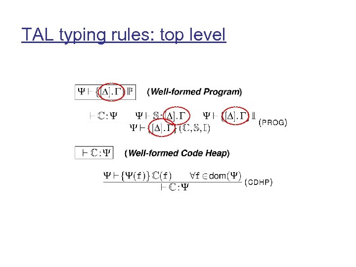 TAL typing rules: top level 