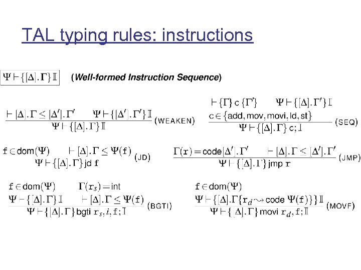 TAL typing rules: instructions 
