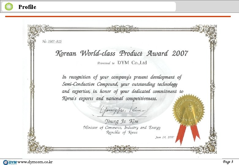 01 Profile www. dymcom. co. kr Page 3 