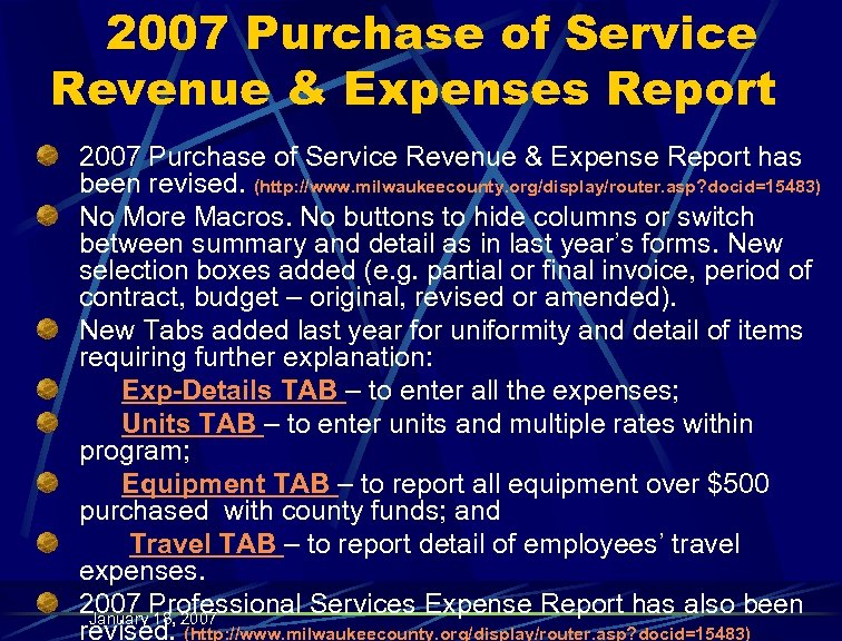 2007 Purchase of Service Revenue & Expenses Report 2007 Purchase of Service Revenue &