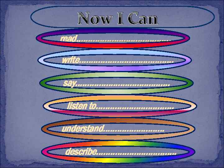 Now I Can read. . . . . write. . . . . say.