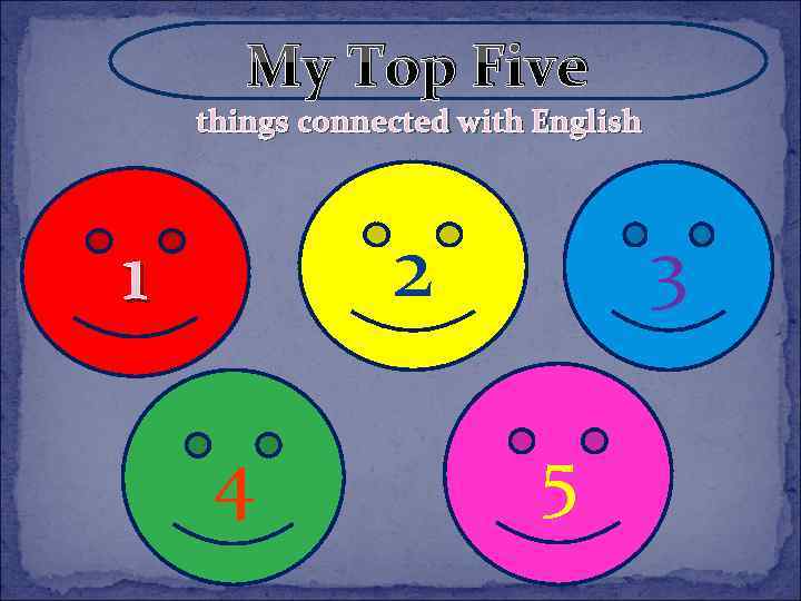 My Top Five things connected with English 2 1 4 3 5 
