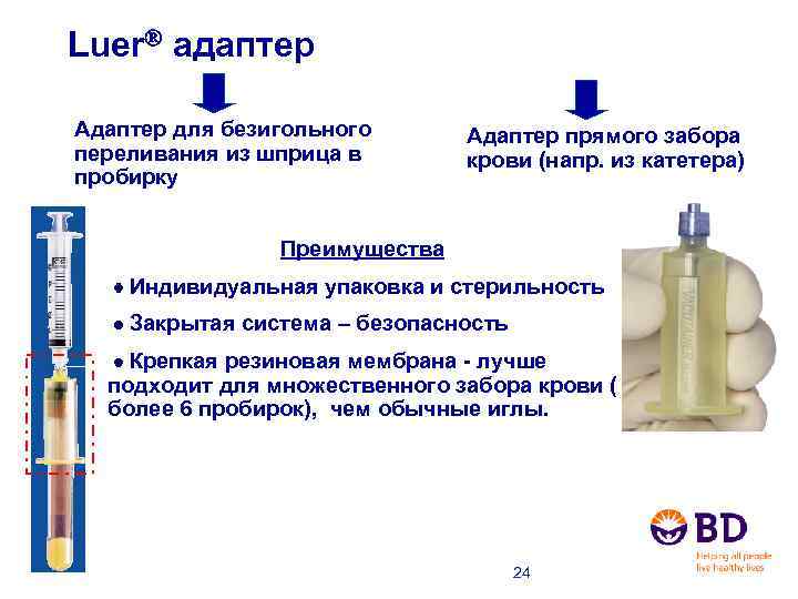 Luer адаптер Адаптер для безигольного переливания из шприца в пробирку Адаптер прямого забора крови