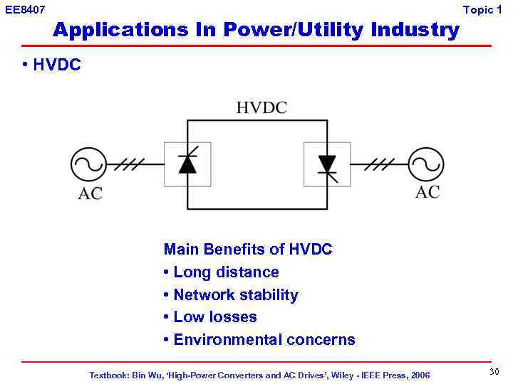 EE 8407 Applications In Power/Utility Industry Topic 1 • HVDC Main Benefits of HVDC