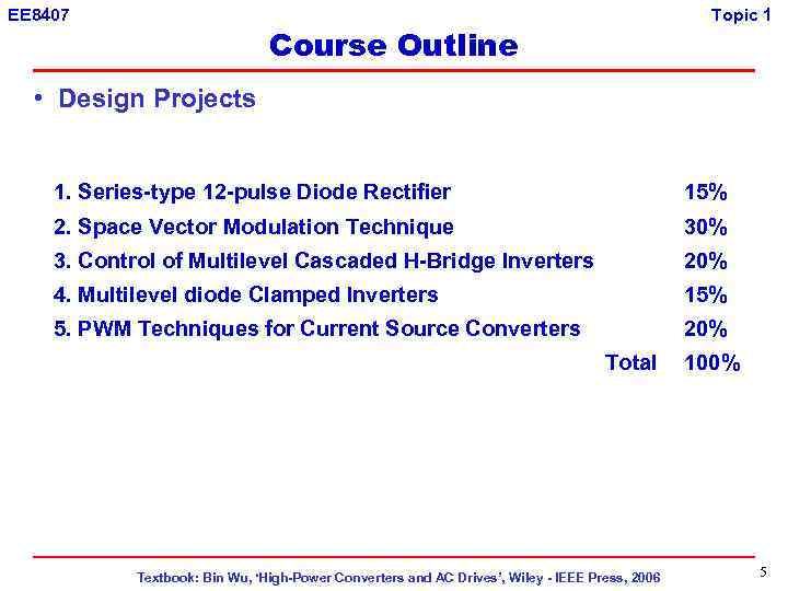 EE 8407 Topic 1 Course Outline • Design Projects 1. Series-type 12 -pulse Diode