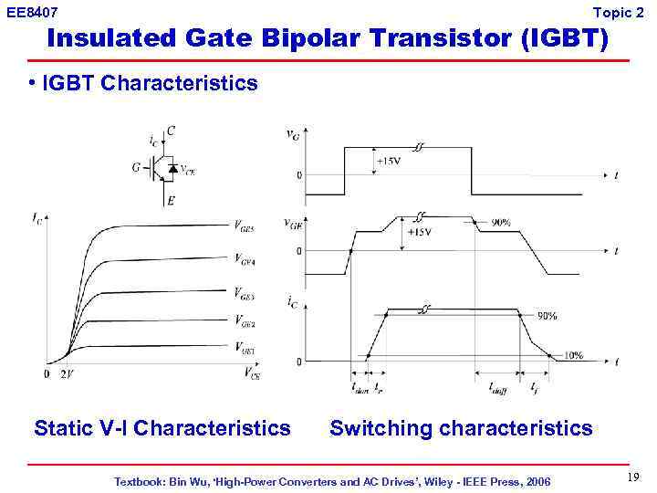 EE 8407 Topic 2 Insulated Gate Bipolar Transistor (IGBT) • IGBT Characteristics Static V-I