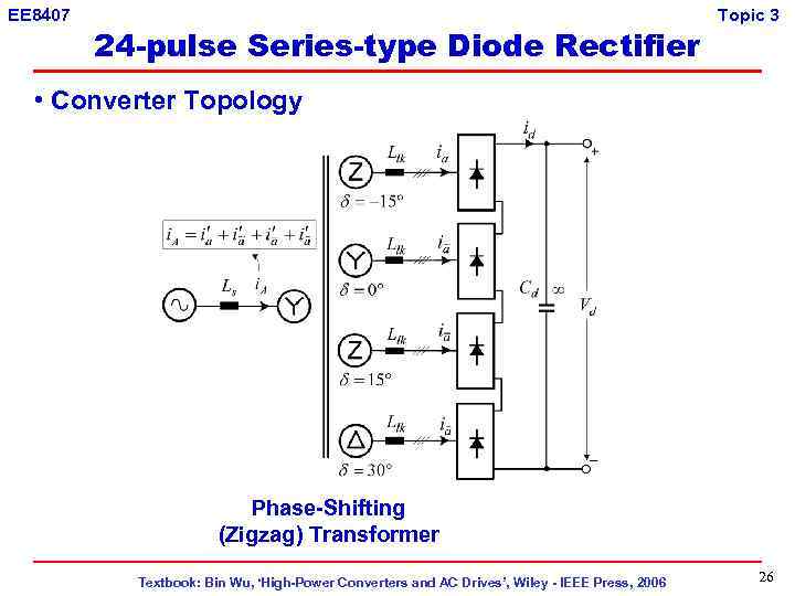 EE 8407 24 -pulse Series-type Diode Rectifier Topic 3 • Converter Topology Phase-Shifting (Zigzag)