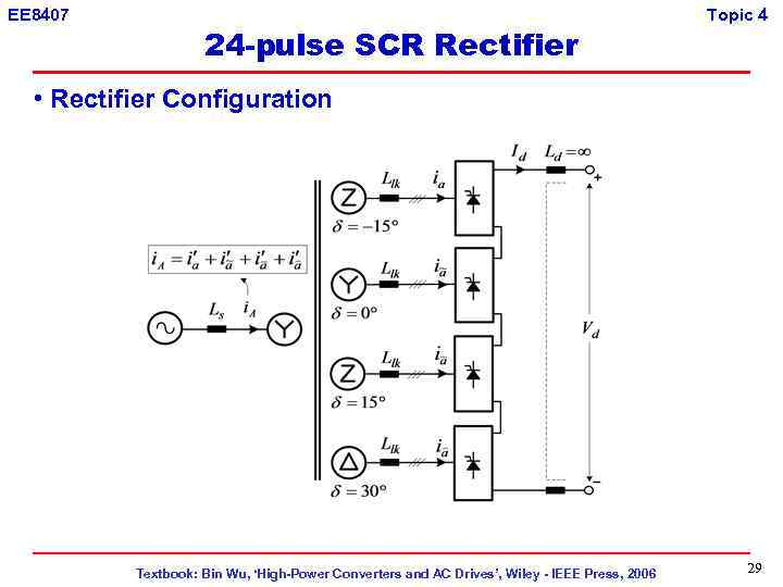 EE 8407 24 -pulse SCR Rectifier Topic 4 • Rectifier Configuration Textbook: Bin Wu,