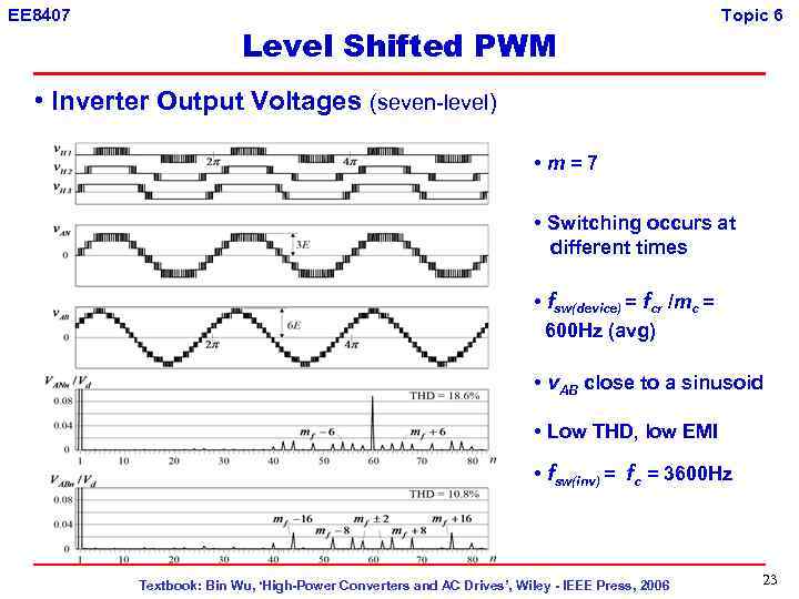 EE 8407 Level Shifted PWM Topic 6 • Inverter Output Voltages (seven-level) • m=7