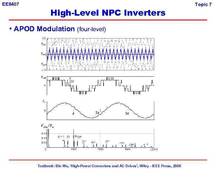 EE 8407 High-Level NPC Inverters • APOD Modulation (four-level) Textbook: Bin Wu, ‘High-Power Converters