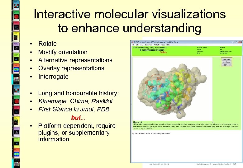 Interactive molecular visualizations to enhance understanding • • • Rotate Modify orientation Alternative representations