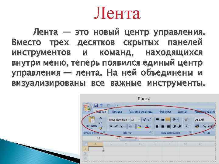 Лента — это новый центр управления. Вместо трех десятков скрытых панелей инструментов и команд,